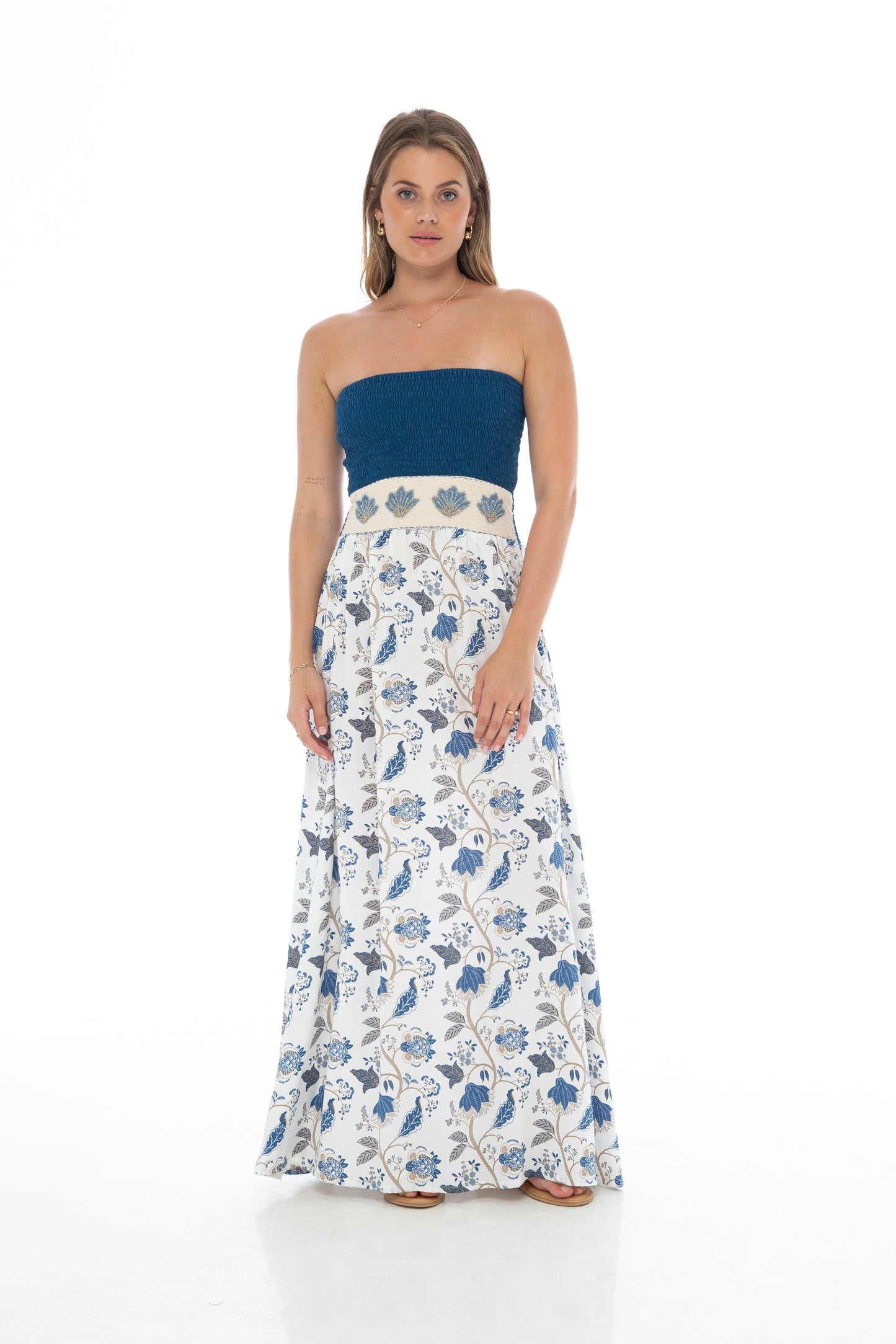 Strapless Flower Maxi Dress (Assorted Colors)