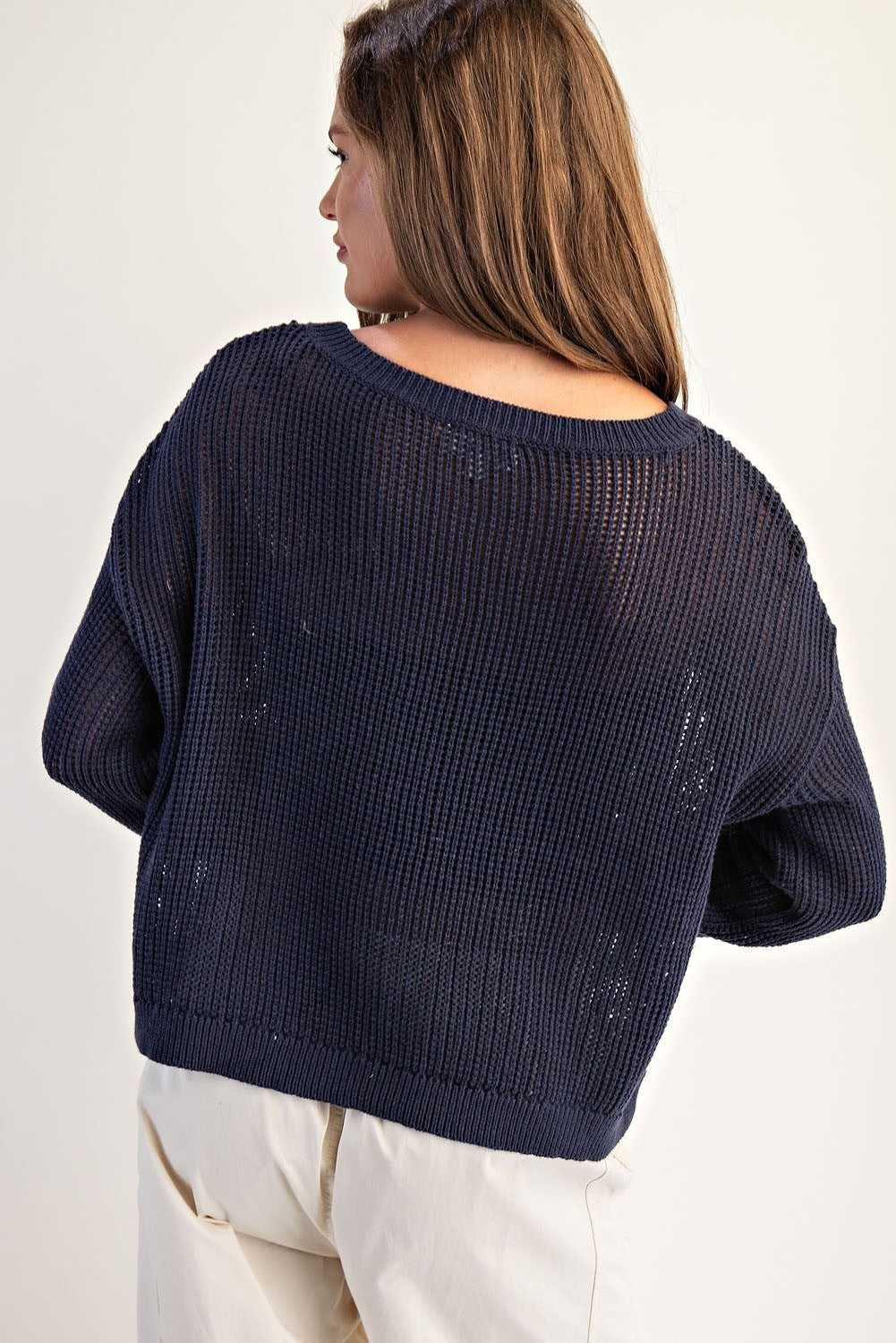 Teddy Bear Graphic Open Knit Sweater (Assorted Colors)