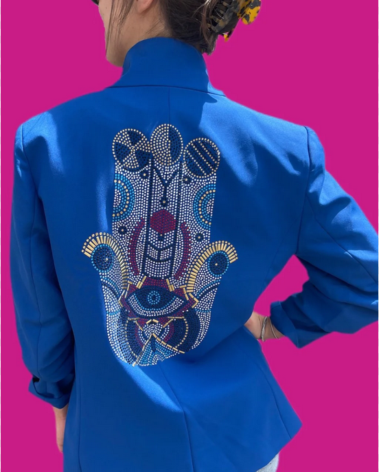 Black Rhinestone Hamsa Blazer