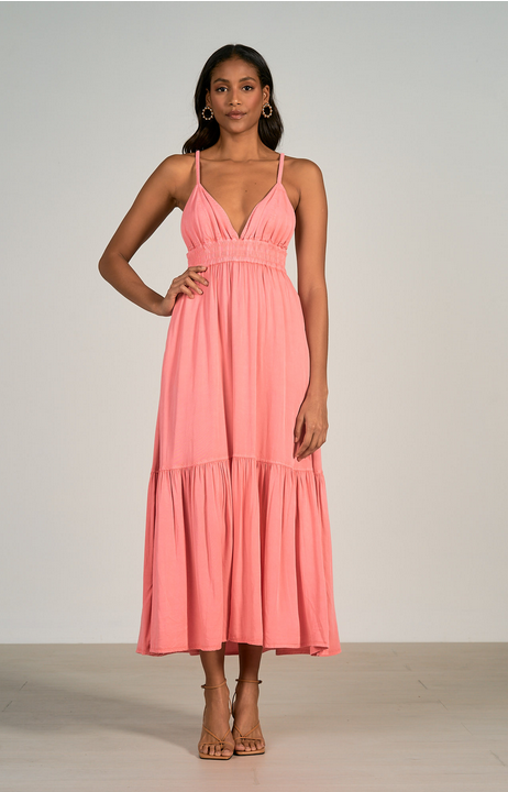 Denim V-Neck Maxi Dress