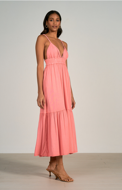Denim V-Neck Maxi Dress