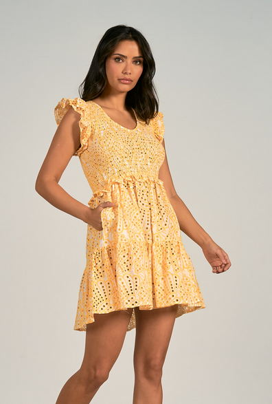 Short Yellow Eyelet Dress
