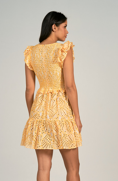 Short Yellow Eyelet Dress