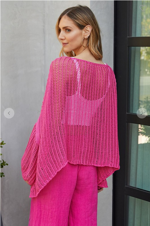 Oversized Hot Pink Crochet Top