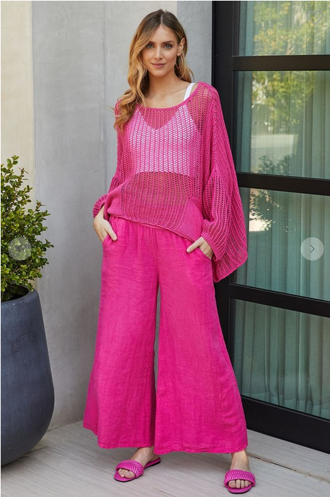 Oversized Hot Pink Crochet Top