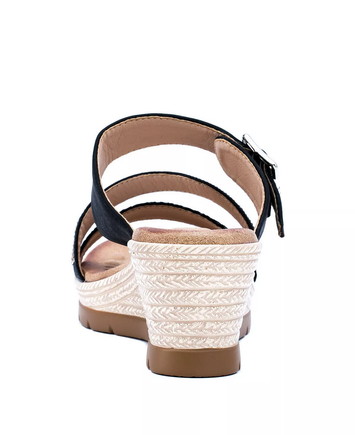 Black Monica Slip on Wedge Sandal