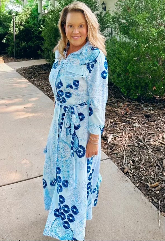 Light Blue Sea Urchin Maxi Dress