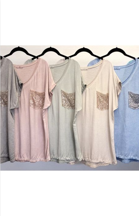 Sequin Pocket T-Shirt