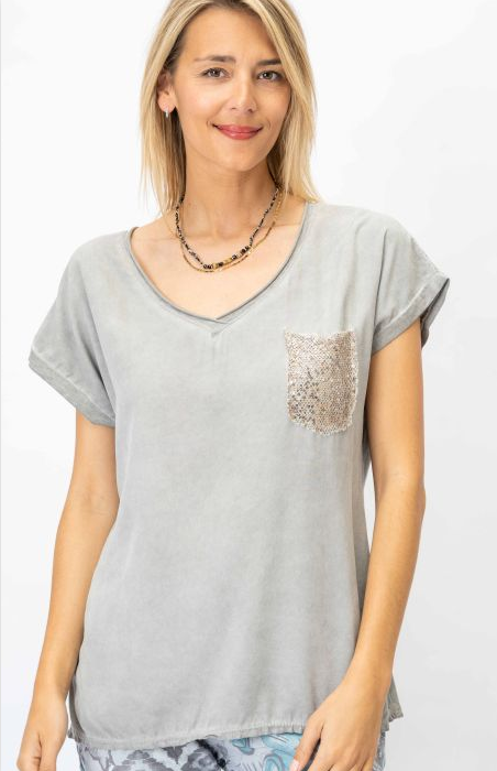Sequin Pocket T-Shirt