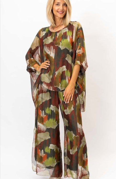 Abstract Silk Pants