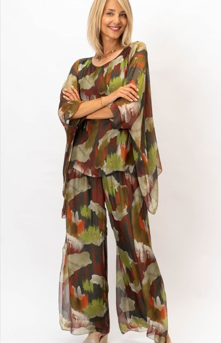 Abstract Silk Pants