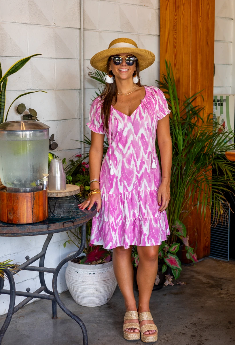 Pink Watercolor Short Sleeve Emily Dress