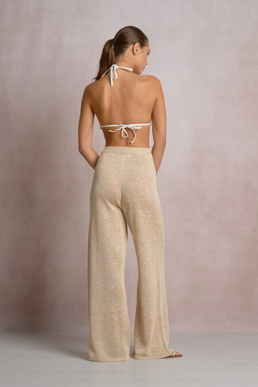 Kaui Drawstring Knit Wide-Leg Pants