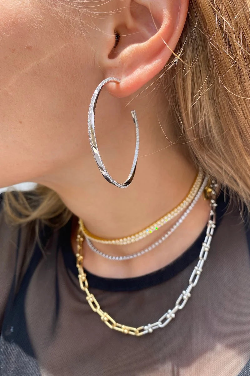 Twisted Hoop Earrings (Silver or Gold Tone)