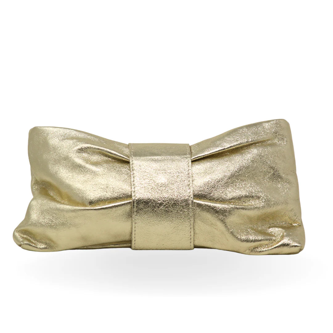 Gold Metallic Leather Bow Bag (Assorted Sizes)