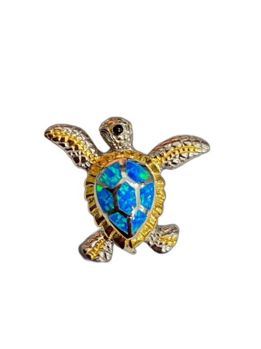 Mini Crushed Opal Sea Turtle Pendant