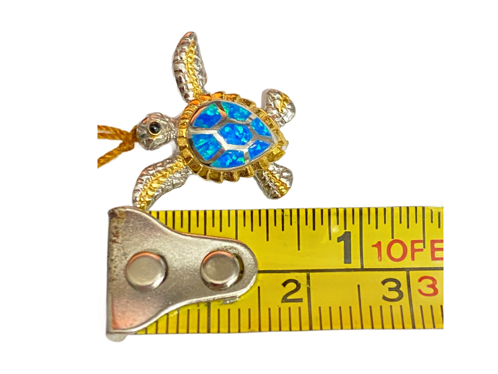 Mini Crushed Opal Sea Turtle Pendant