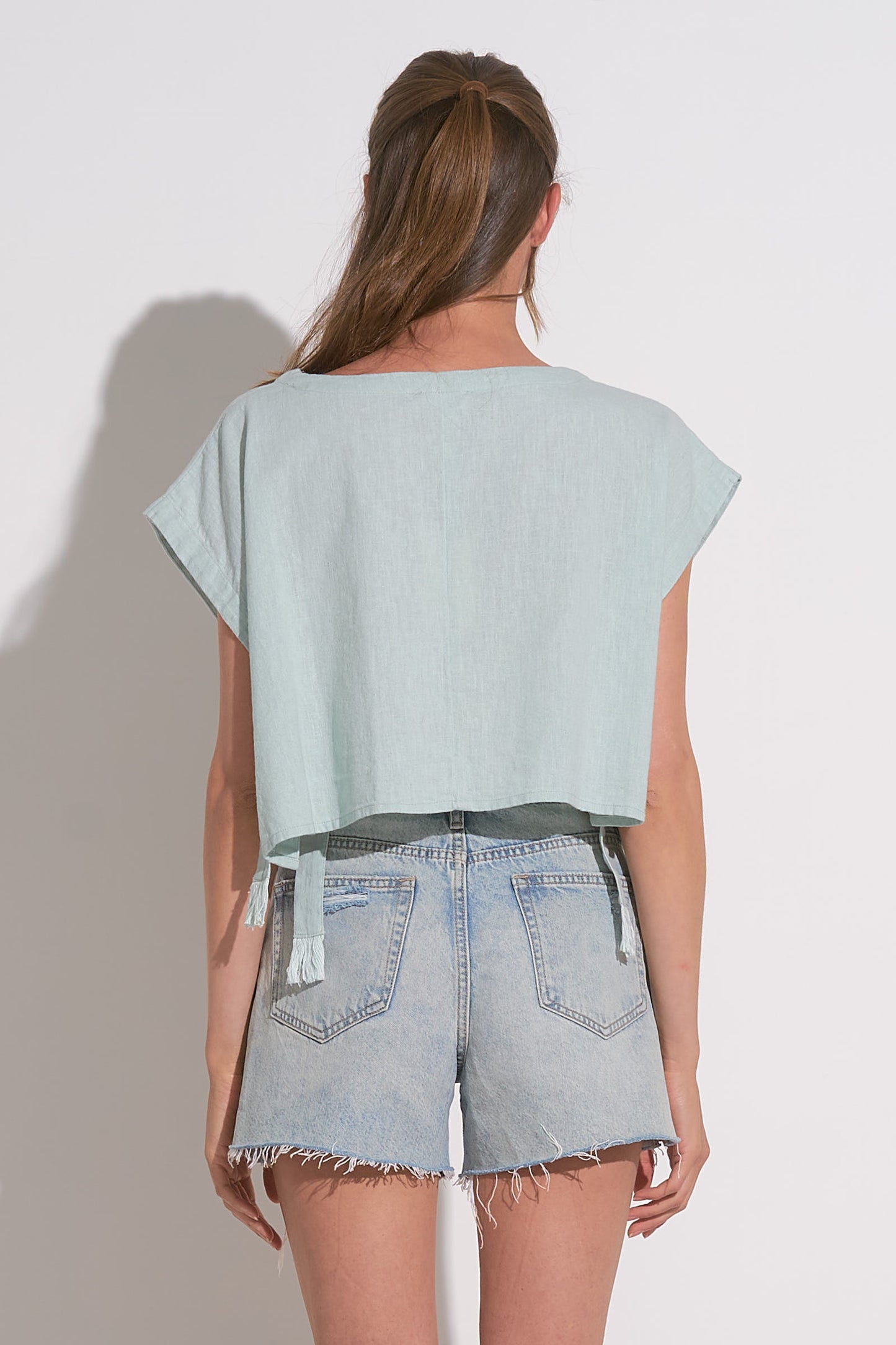 Light Teal Short Sleeve Crop Top