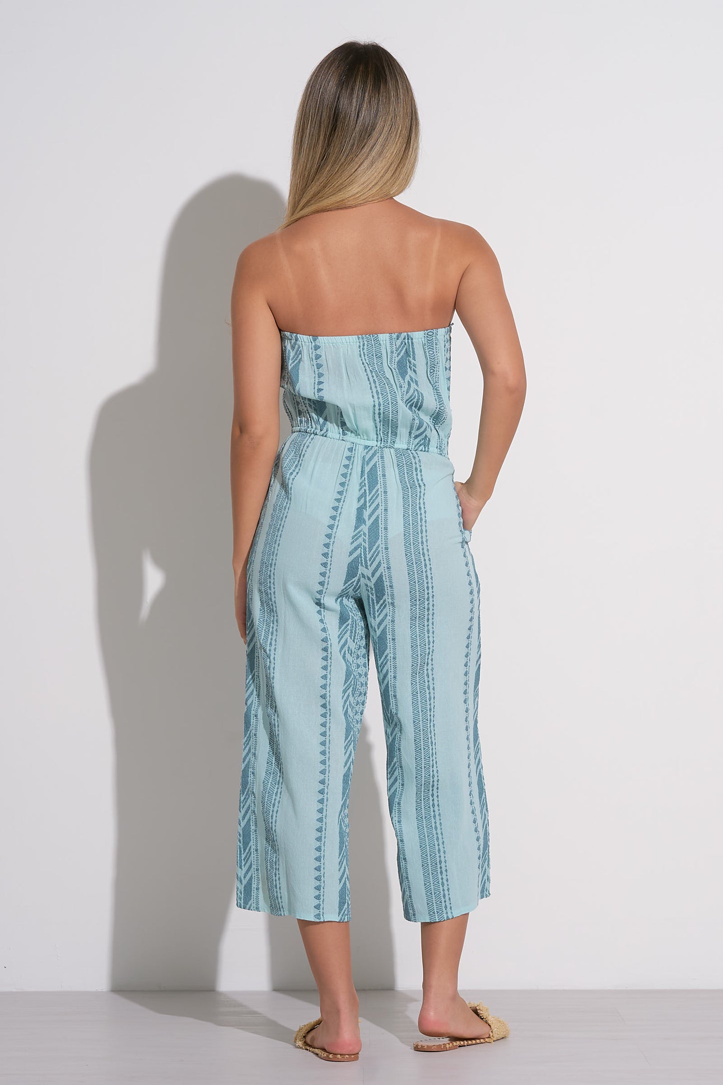 Blue Two Tone Strapless Jumper Romper