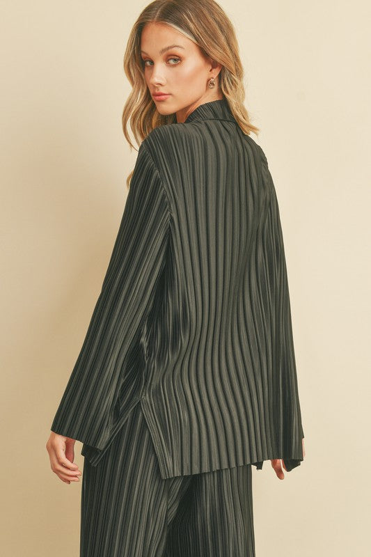 Pleated Button-Down Top