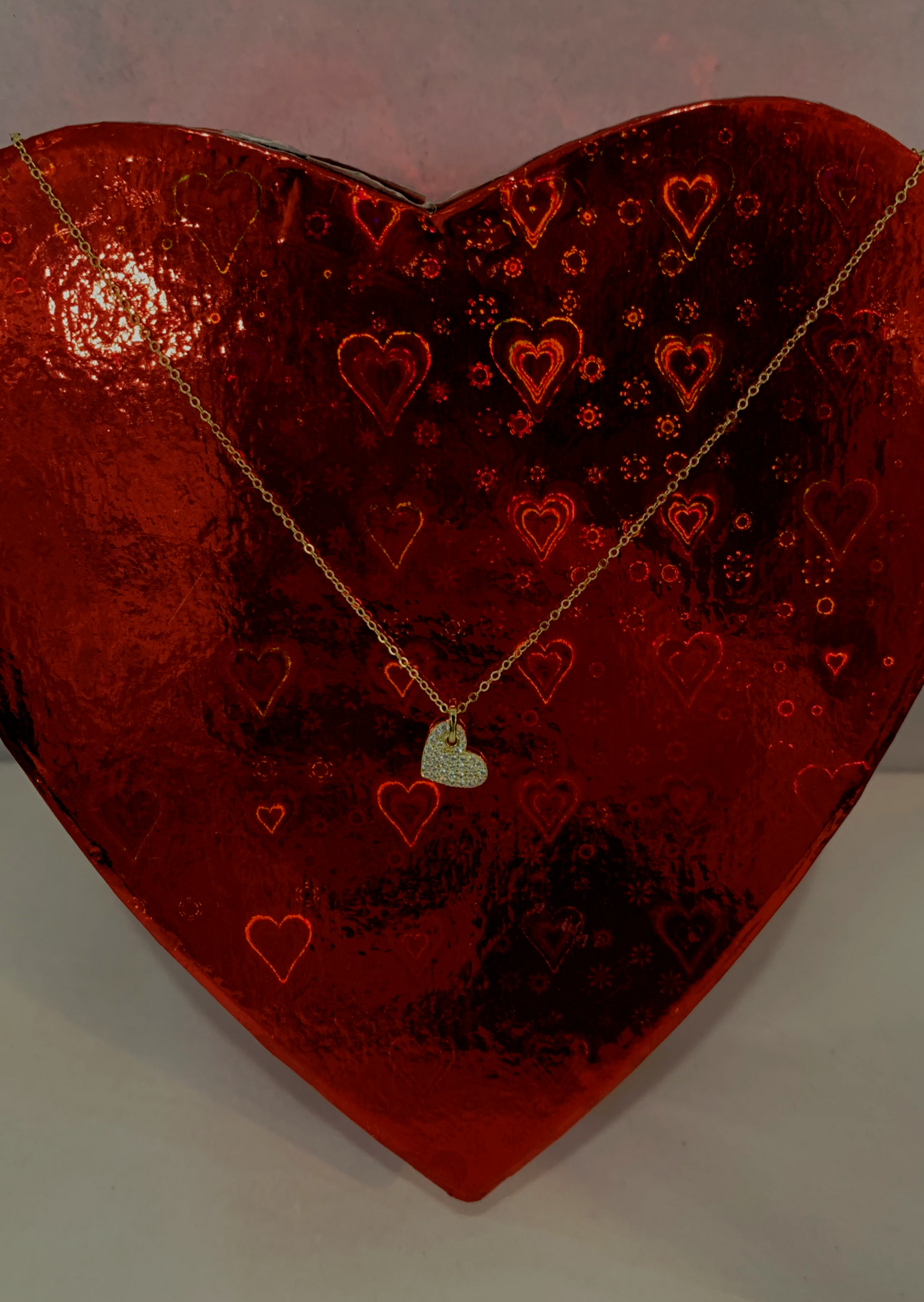 Sterling Silver Dainty Heart Necklace (Assorted Colors)