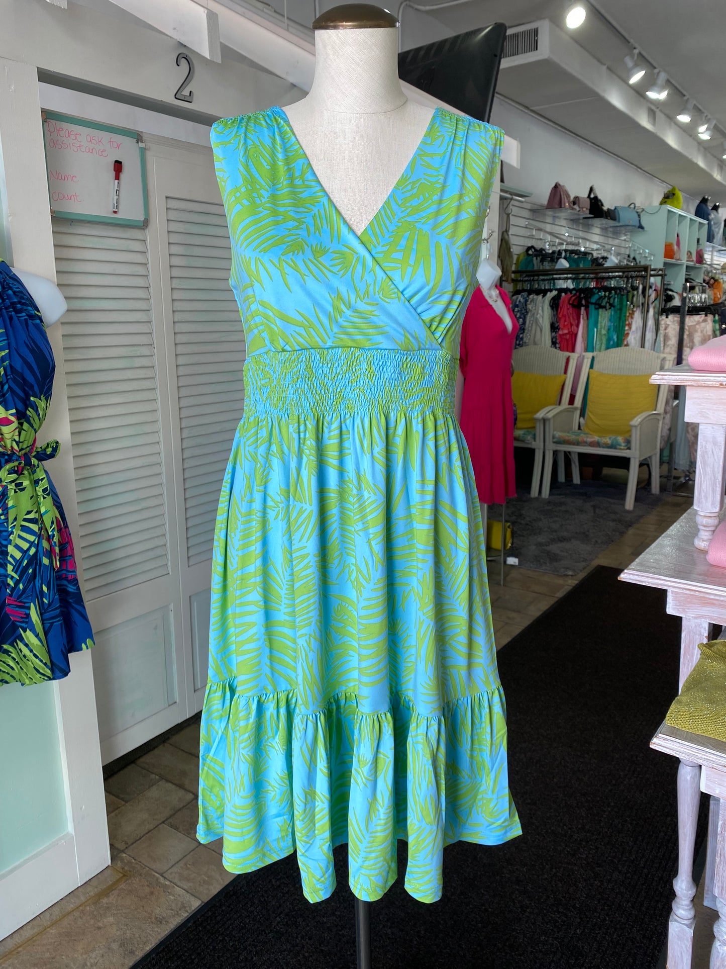 Palm Frond Print Eva Dress