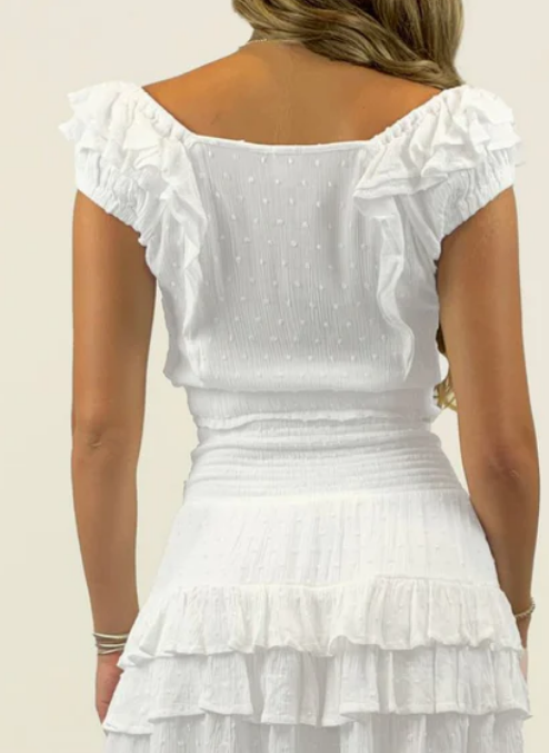 Agatha Swiss Dot Ruffle Top