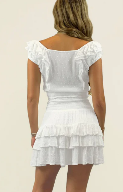 Agatha Swiss Dot Ruffle Top