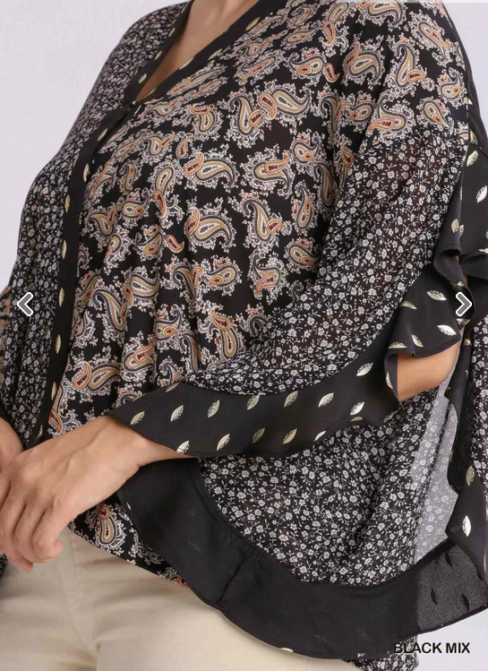 Autumn Mixed Print Top (XL-2XL)