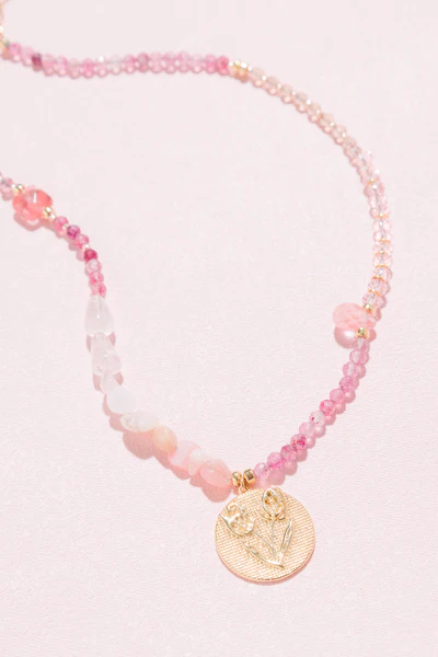 Floral Coin Necklace (Assorted Colors)