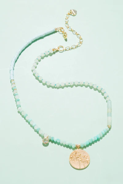 Floral Coin Necklace (Assorted Colors)