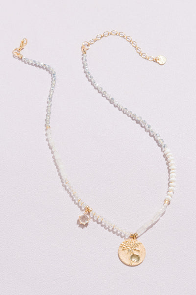 Floral Coin Necklace (Assorted Colors)