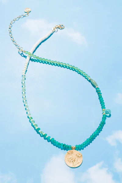 Floral Coin Necklace (Assorted Colors)