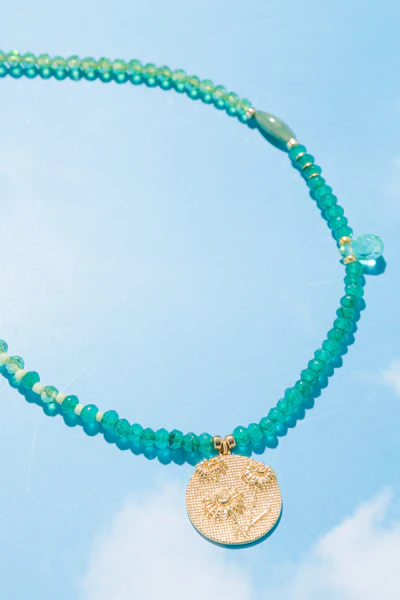 Floral Coin Necklace (Assorted Colors)