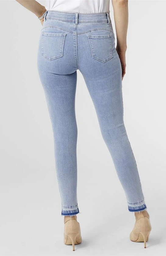 OMG ZoeyZip Skinny Jeans With Dark Wash Bottom - Light Denim