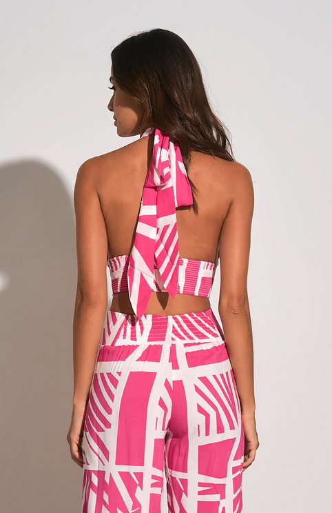Pink Criss Cross Halter Top