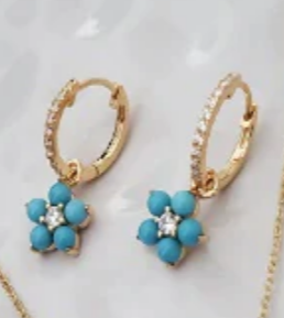 Flower Hoop Earrings (Assorted Colors)