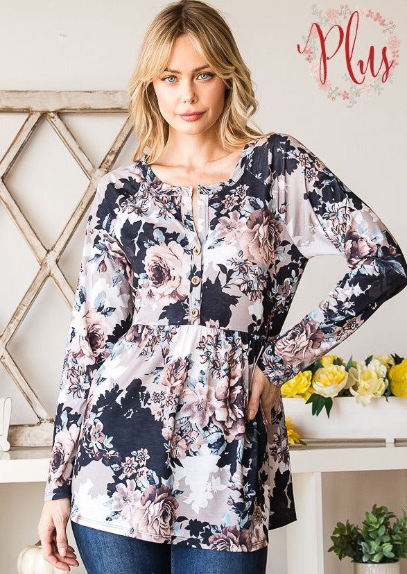 April Baby Doll Top (1X-3X)