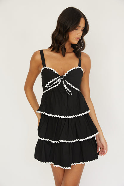 Sleeveless Tiered ZigZag Detail Mini Dress