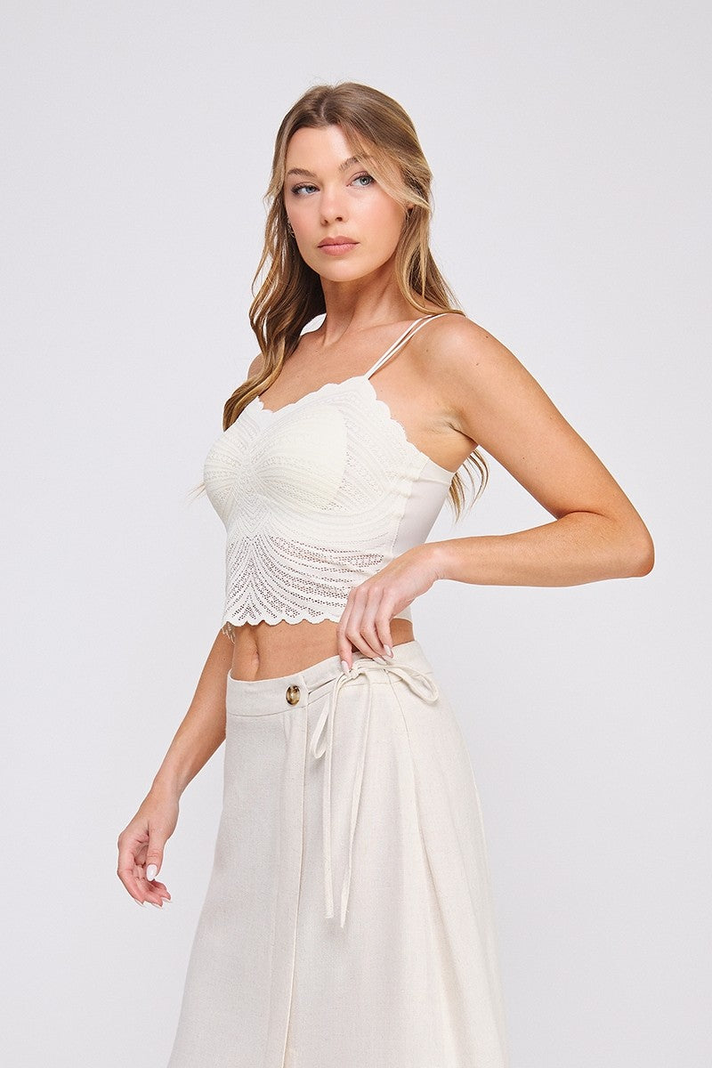 Fine Lace Pattern Scallop Bralette (Assorted Colors)