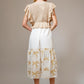 Open Knit Ruffle Sleeve Embroidered Midi Dress Set