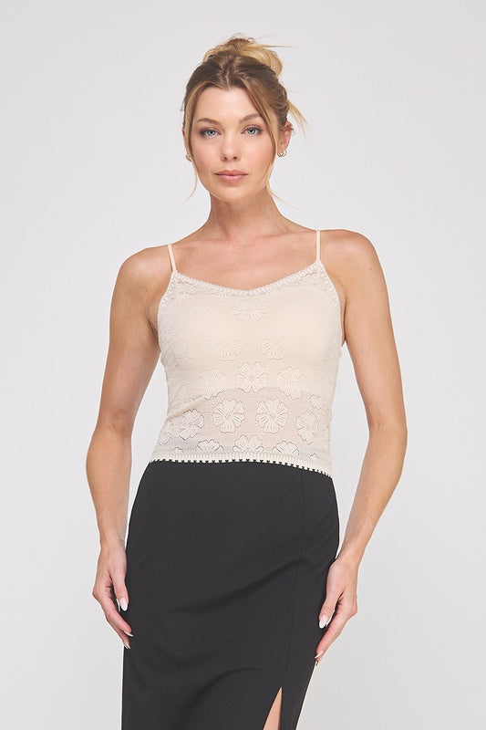 Nude Floral Patterned Bralette Cami