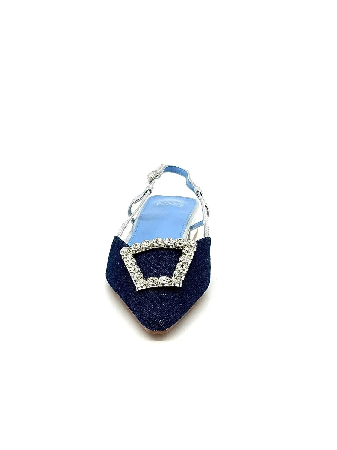 Low-heeled slide sandals in sky blue