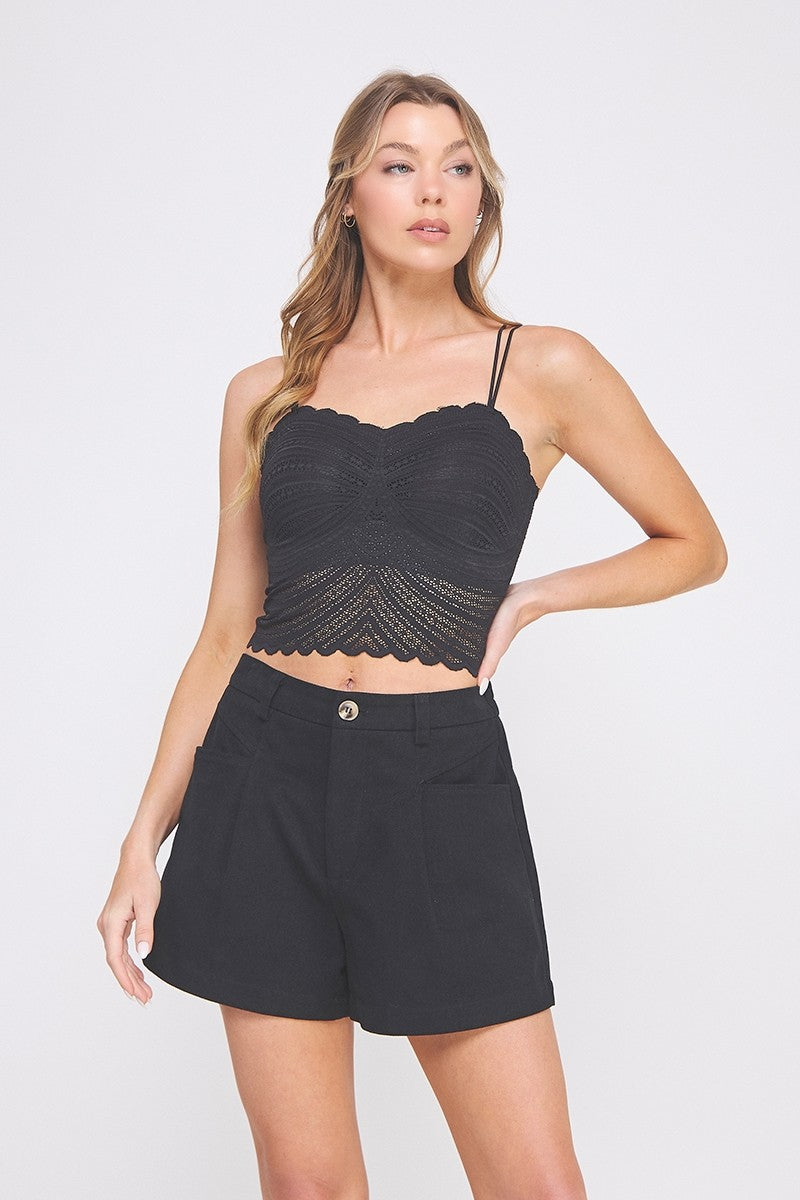 Black Fine Lace Pattern Scallop Bralette