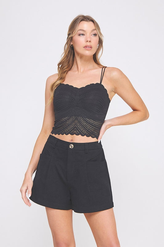 Black Fine Lace Pattern Scallop Bralette