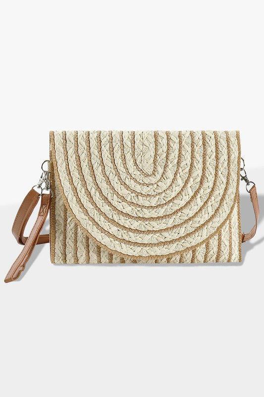 Color Striped Two Tone Straw Clutch and Crossbody Bag (Assorted Colors)