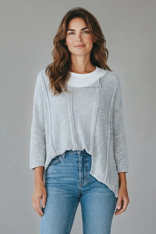 Cotton Uneven Hem Sweater (Assorted Colors)
