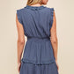 Sleeveless V Neck Ruffle Detail Dress (Assorted Colors)