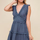 Sleeveless V Neck Ruffle Detail Dress (Assorted Colors)