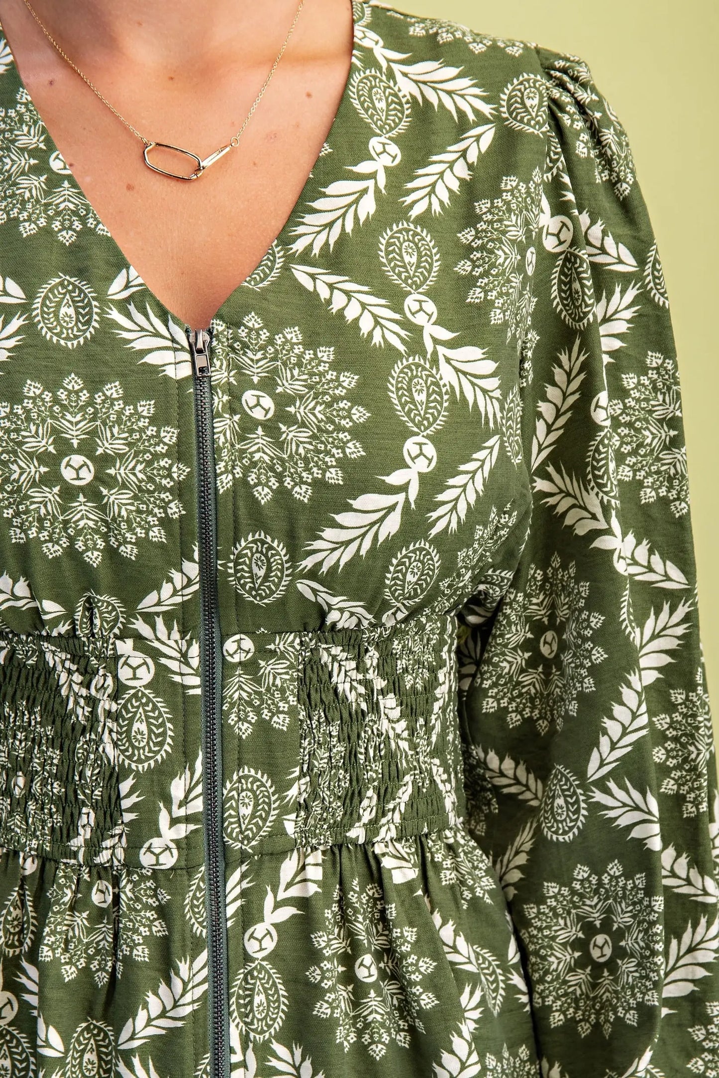 Sarah V-Neck Zipper Front Blouse